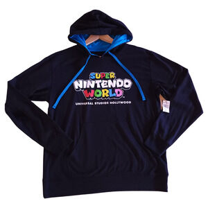 Universal Studios Super Nintendo World Black Hoodie Sweater Pullover Size Medium